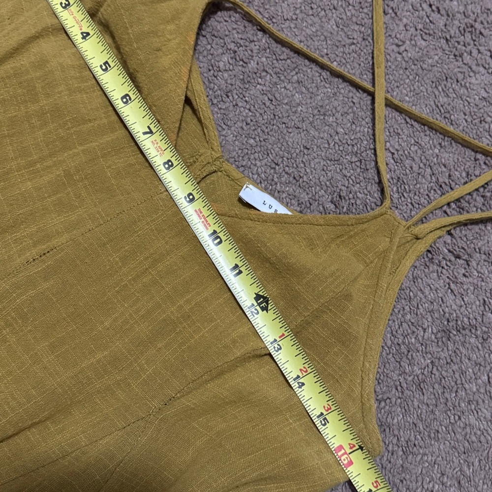 100% Cotton Lush Brand Skater Style Strappy Dress-Sz S-Chartreuse-GUC - Picture 14 of 16